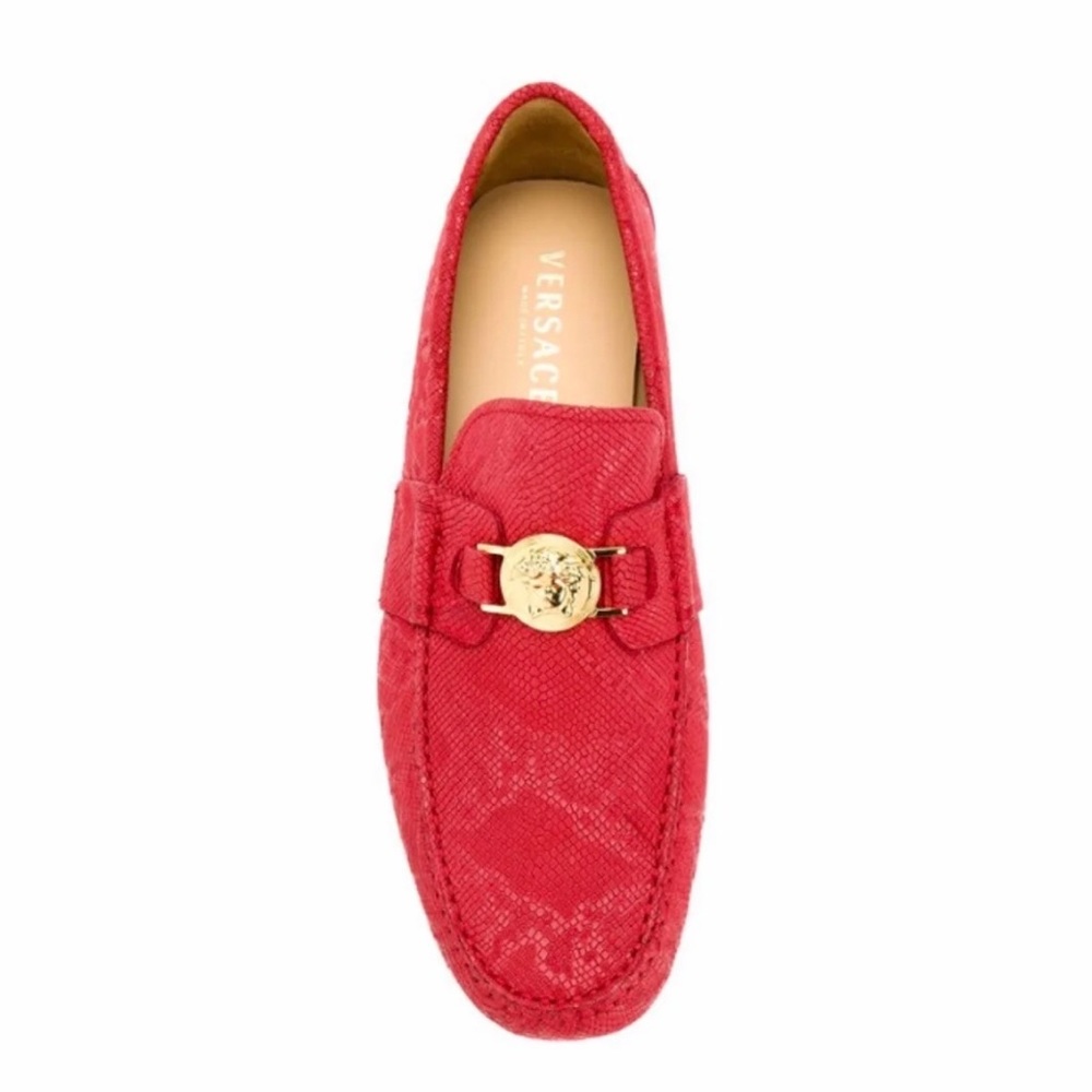 Versace Medusa Red Snakeskin Loafers